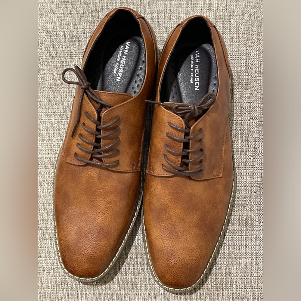 VAN HEUSEN Men's Geraldo Oxford Memory Foam Shoes Brown Size 12 New Without Box - Picture 3 of 8